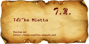 Tőke Mietta névjegykártya